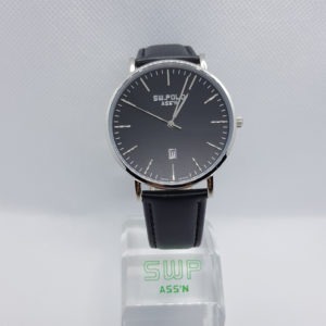 SW.POLO ASS’N 8387M S/STEEL BLACK LEATHER WATCH