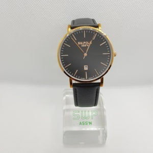 SW.POLO ASS’N 8387M ROSE GOLD BLACK LEATHER WATCH