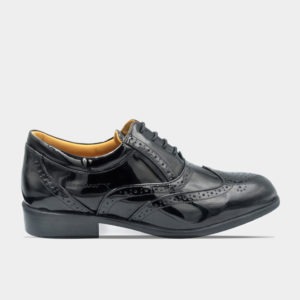 Kangaroo Genuine Cow Leather Men Oxford Lace Up Formal Shoes – Shine Black 9363-A7