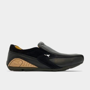 Kangaroo Smooth Leather Men Casual Loafer Shoe 9803 BLACK